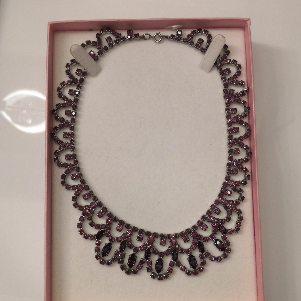 Pink Rhinestone Vintage Sparkly Necklace
